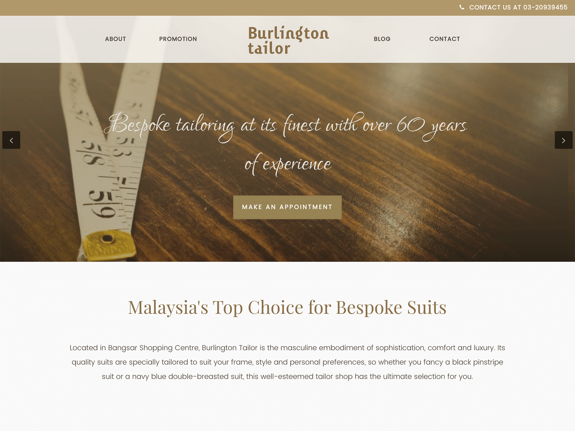 Burlington Tailor website